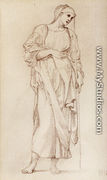 Study Of A Standing Female Figure Holding A Staff - Sir Edward Coley Burne-Jones
