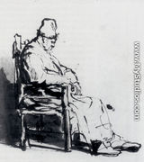 Seated Old Man (possibly Rembrandt's father) - Rembrandt Van Rijn