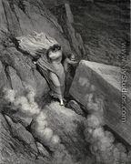 The Inferno, Canto 11, lines 6-7: From the profound abyss, behind the lid/ Of a great monument we stood retir’d - Gustave Dore