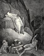 The Inferno, Canto 18, lines 130-132: Thais is this, the harlot, whose false lip/ Answer’d her doting paramour that ask’d,/ ‘Thankest me much!’ - Gustave Dore