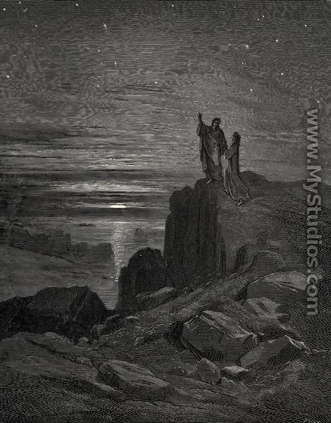 The Inferno, Canto 34, lines 133: Thus issuing we again beheld the stars. - Gustave Dore