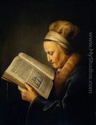 Old Woman Reading a Lectionary (or So-called Portrait of Rembrandt's Mother) - Gerrit Dou