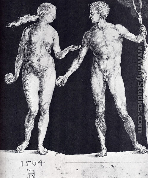 Idealistic Male And Female Figures (or Adam And Eve) - Albrecht Durer