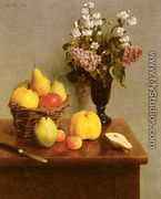 Still Life With Flowers And Fruit - Ignace Henri Jean Fantin-Latour