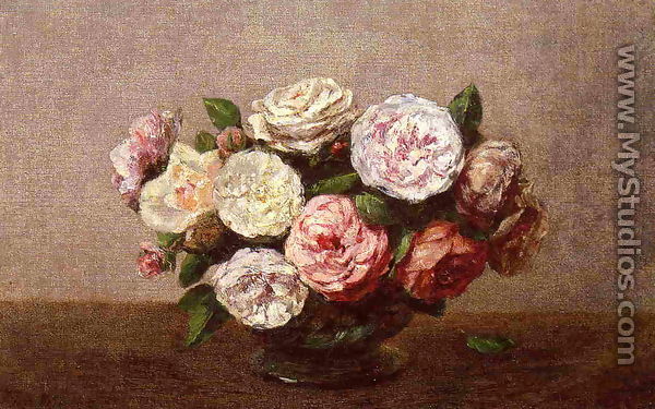 Bowl of Roses - Ignace Henri Jean Fantin-Latour