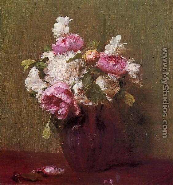 White Peonies and Roses, Narcissus - Ignace Henri Jean Fantin-Latour