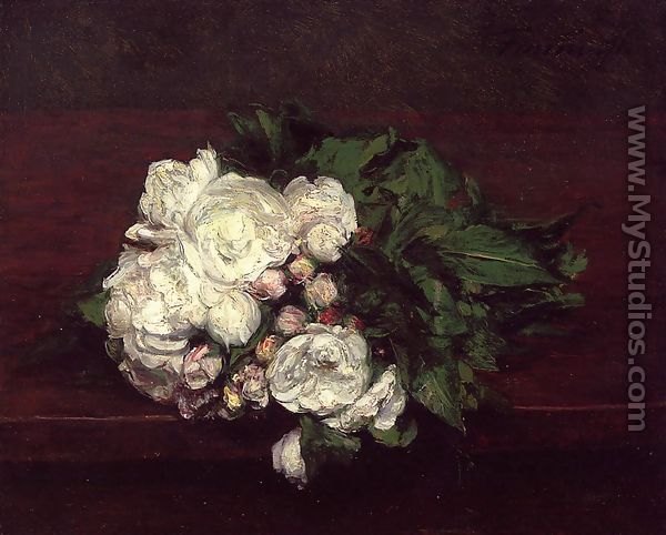 Flowers, White Roses - Ignace Henri Jean Fantin-Latour