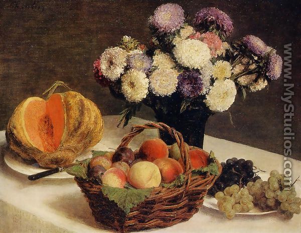 Flowers and Fruit, a Melon - Ignace Henri Jean Fantin-Latour