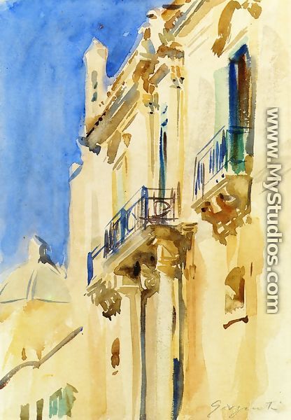 Facade of a Palazzo, Girgente, Sicily - John Singer Sargent