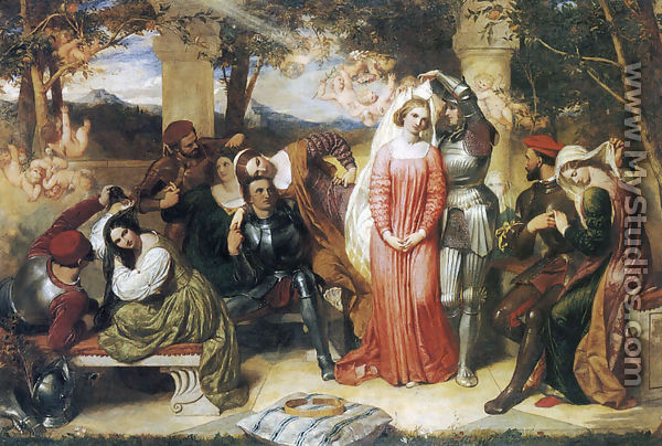 The Contest of Beauty for the Girdle of Florimel Britomartis Unveiling Amoret - Frederick Richard Pickersgill