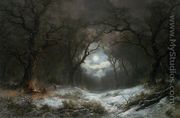 A Moonlit Winter Landscape - Remigius Adriannus van Haanen
