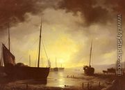 Beached Fishing Boats by Moonlight - Remigius Adriannus van Haanen
