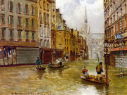 Street in Paris during Flood of 1910 - Carlo Brancaccio