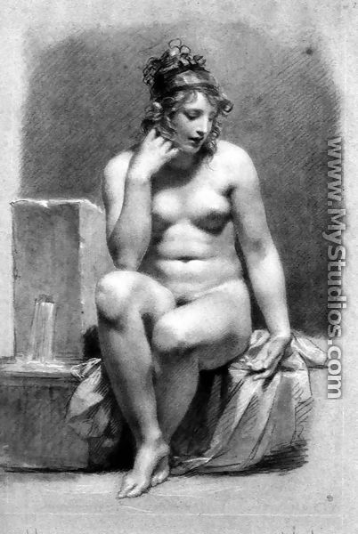 Seated Female Nude by a Fountain - Pierre-Paul Prud