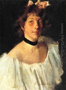 Portrait of a Lady in a White Dress (or Miss Edith Newbold) - William Merritt Chase