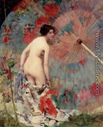 Nude With A Japanese Umbrella - Aimé-Nicolas Morot