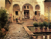 Figures in a Spanish Courtyard - Manuel Garcia y Rodriguez