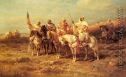 Arab Horsemen by a Watering Hole - Adolf Schreyer