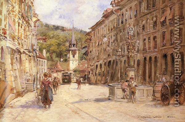 A Street Scene in Bern - Georges Stein