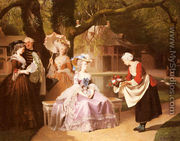 Marie Antoinette and Louis XVI in the Garden of the Tuileries with Madame Lambale - Joseph Caraud