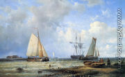 Fishing Vessels by the Shore - Louis Verboeckhoven
