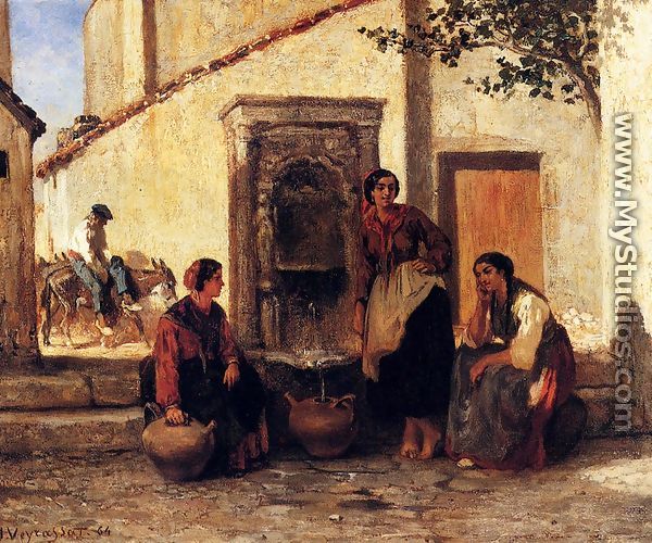 At The Fountain - Jules Jacques Veyrassat