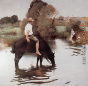 Jeune paysan faisant boire son cheval (Young Peasant Taking His Horse to the Water Hole) - Jules Alexis Muenier