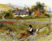 Children Playing On A Path, Cottages Beyond - William Stephen Coleman