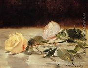 Two Roses On A Tablecloth - Edouard Manet