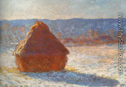 Meules, effet de neige, le matin (Haystack, snow effect) - Claude Oscar Monet