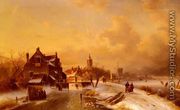Winter and Summer Canal Scenes: A Pair of Paintings (Pic 1) - Charles Henri Joseph Leickert