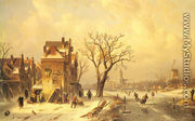 Skaters in a Frozen Winter Landscape - Charles Henri Joseph Leickert