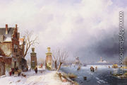 A Sunlit Winter Landscape - Charles Henri Joseph Leickert