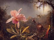 Cattelya Orchid and Three Brazilian Hummingbirds - Martin Johnson Heade