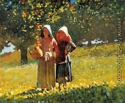 Apple Picking (or Two Girls in sunbonnets or in the Orchard) - Winslow Homer