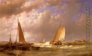 Dutch Barges At The Mouth Of An Estuary - Abraham Hulk Snr