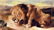 Lion Drinking At A Stream - Sir Edwin Henry Landseer