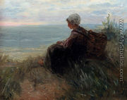 A Fishergirl On A Dunetop Overlooking The Sea - Jozef Israels