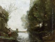 Le cours d'eau à la tour carrée (Watercourse leading to the square tower) - Jean-Baptiste-Camille Corot