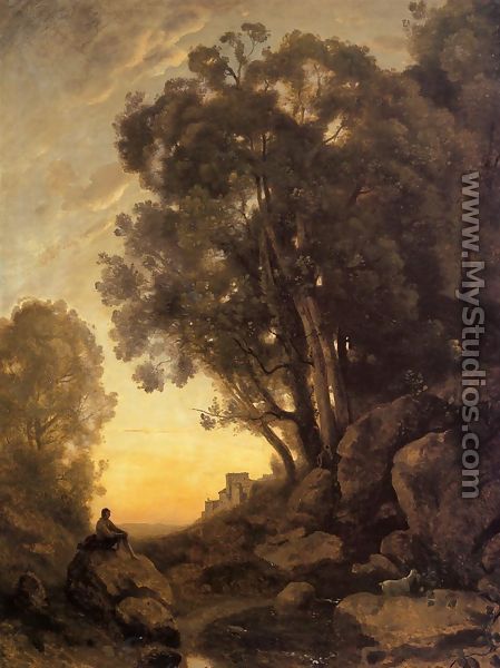 The Italian Goatherd, Evening - Jean-Baptiste-Camille Corot