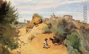 Genzano - Goatherd and Village - Jean-Baptiste-Camille Corot