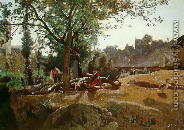 Peasants under the Trees at Dawn, Morvan - Jean-Baptiste-Camille Corot