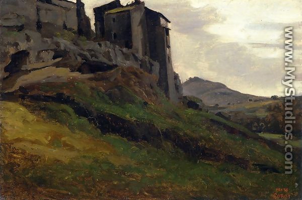Marino, Large Buildings on the Rocks - Jean-Baptiste-Camille Corot