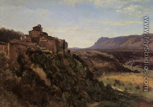 Papigno - Buildings Overlooking the Valley - Jean-Baptiste-Camille Corot