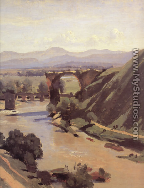 The Augustan Bridge at Narni [detail] - Jean-Baptiste-Camille Corot