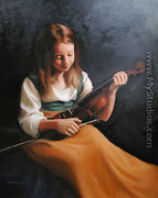 Girl with a Violin - Hendrikus van den Sande Bakhuyzen