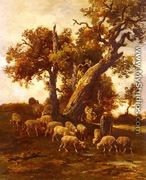 Sheep At Pasture - Charles Émile Jacque