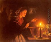 A Market Scene By Candlelight - Petrus Van Schendel