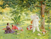 Pierrot Entertaining In The Garden - Louis Adolphe Tessier