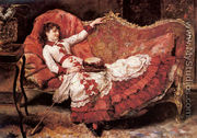 An Elegnat Lady in a Red Dress - Eduardo León Garrido